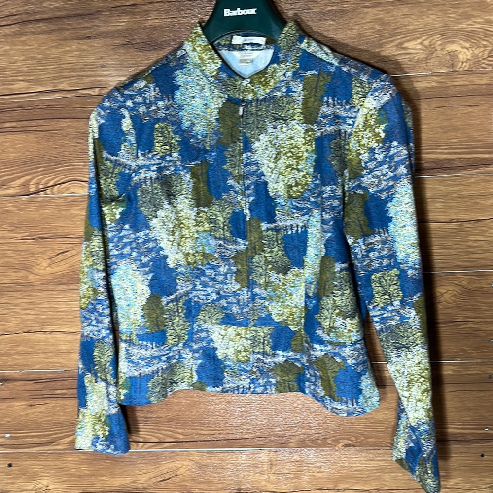 Christopher & Banks Blue and Green Patterned Blazer